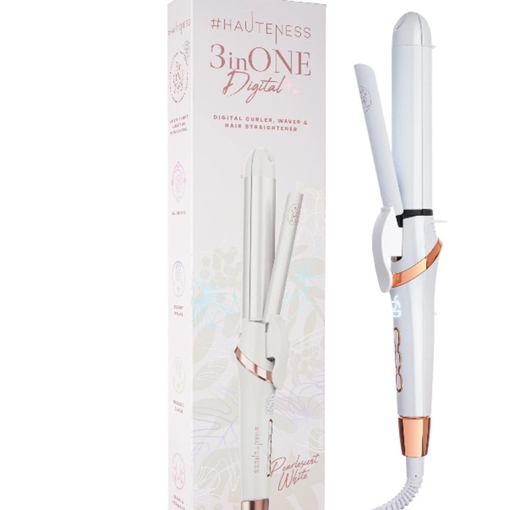 3-in-1 Digital Hair Styler in White and Rose Gold